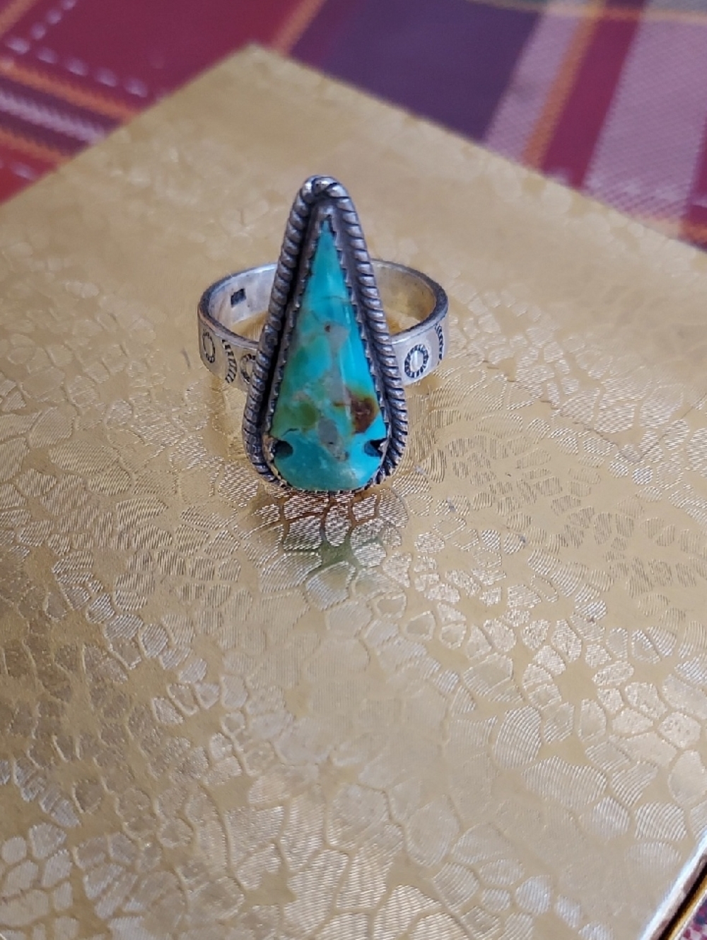 TurquoiseSterling Silver Ring Size 8 Native American - Picture 7 of 10